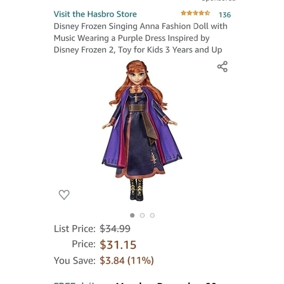 FROZEN 2 singing Anna Fashion Doll NEW never used - Picture 5 of 12